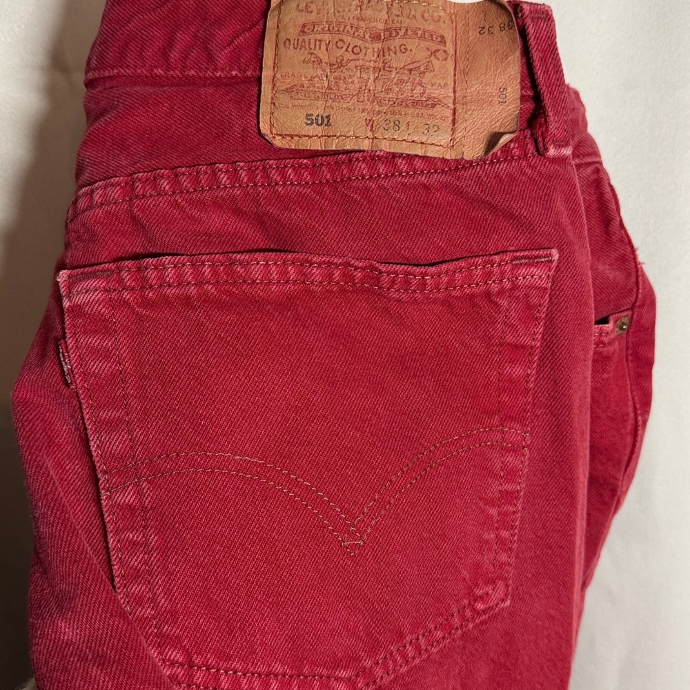 LEVI’S 501 VINTAGE 1996 MADE IN USA Rare Red Button Fly Denim Jeans SIZE 38 / 32